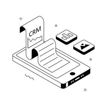 Isometric illustration of CRM dashboard with customer data, performance reporting, and digital analytics. vector