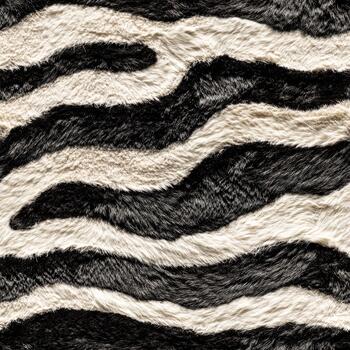 A zebra print rug with black and white stripes photo