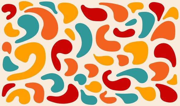 Colorful Abstract Organic Shapes Pattern. Retro Colorful Blob Pattern Design vector