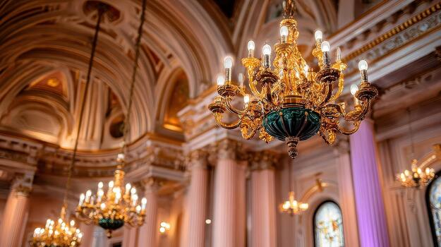 The Rococo orbs shimmer under soft light, revealing intricate gilded details and curves ornate splendor. photo
