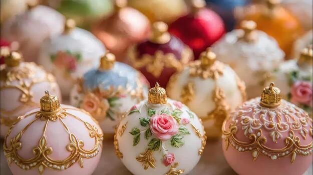 Exquisite Rococo orbs combine delicate patterns with rich textures for a lavish display luxury flourishes. photo