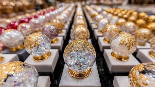 dorado rococó orbes brillar con intrincado patrones, encarnando el altura de refinamiento decorativo finura. foto