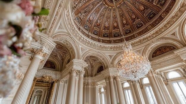 Luxurious Rococo orbs display intricate scrolls, floral patterns, and elegant gilding luxury flourishes. photo