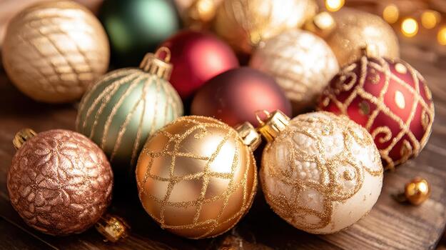 Gilded Rococo orbs shimmer with intricate patterns, embodying the height of refinement luxury flourishes. photo