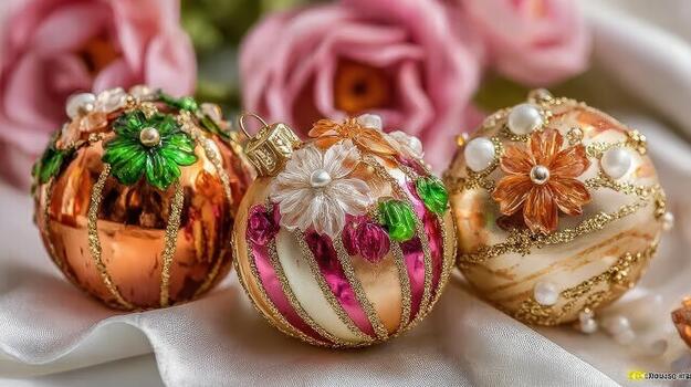 Exquisite orbs in Rococo style radiate elegance with delicate patterns and golden highlights grand embellishments. photo