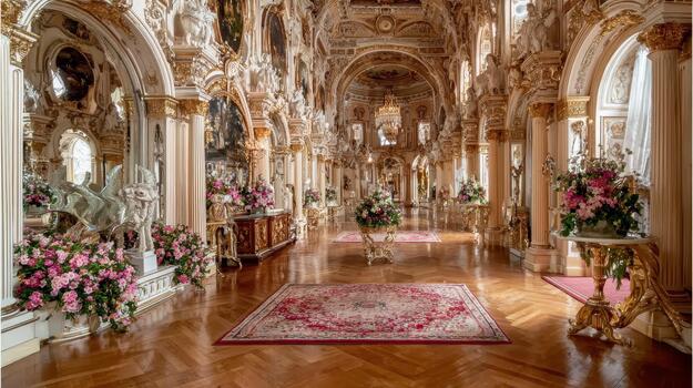 Each orb reflects Rococo elegance, with intricate patterns and lavish gilded surfaces decorative finesse. photo