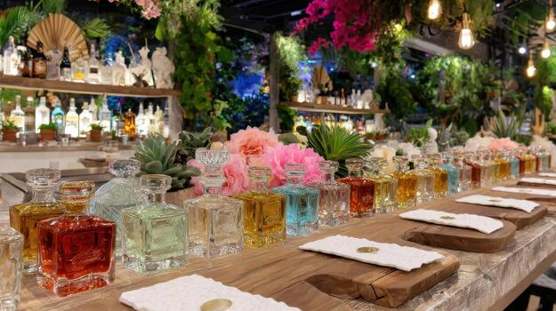 Tequila shots line the table, ready to start the night with energy and fun wild sip. photo