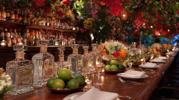 Tequila shots line the table, ready to start the night with energy and fun party pulse. photo