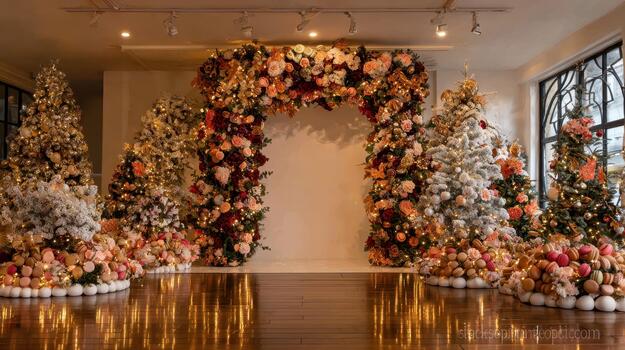 The tree glittered with macarons, each adding a cheerful pop of holiday color festive pastel. photo