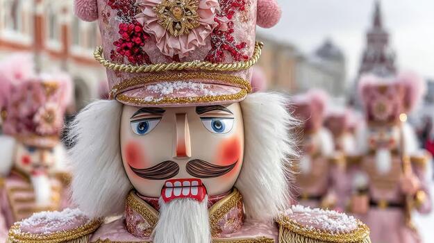 The nutcracker's painted face and uniform evoke a sense of festive nostalgia and joy christmas guardian. photo