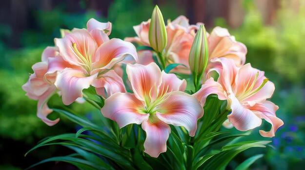 el lirios abierto despacio, revelador intrincado patrones y suave, luminoso tonos puro gracia. foto