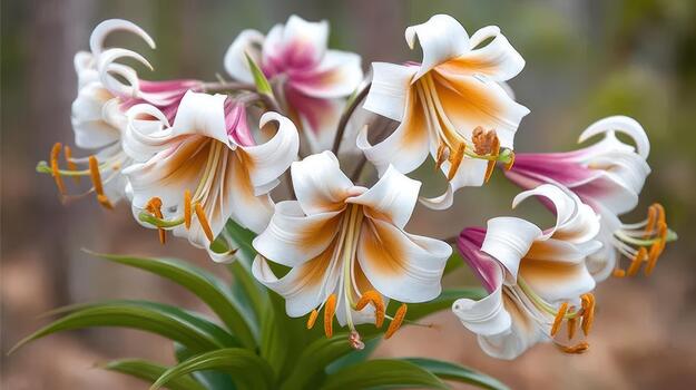 el lirios abierto despacio, revelador intrincado patrones y suave, luminoso tonos eterno belleza. foto