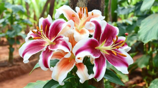 el lirios abierto despacio, revelador intrincado patrones y suave, luminoso tonos sereno flores foto