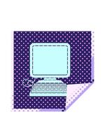 macht omhoog animatie van computer met muis en scherm plein pellen sticker video