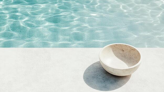 Fresh ocean bowl simplicity blank middle area calm shadow by pool photo