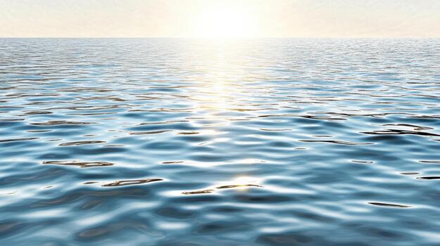 A 3d rendering of the ocean with the sun shining photo
