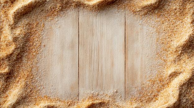 de madera tablero con dispersado dorado migas de pan borde, calentar rústico comida fondo foto