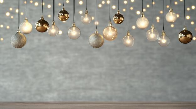 un habitación con muchos ligero bombillas colgando desde el techo foto