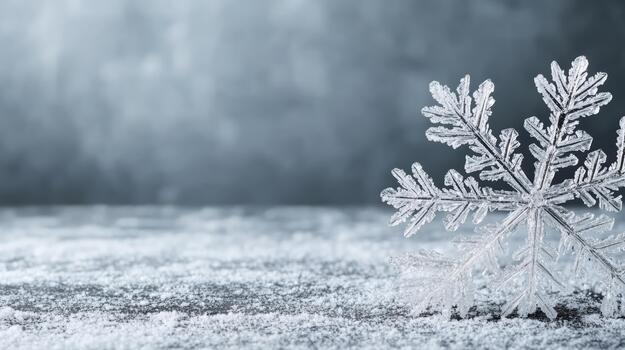 cristalino copo de nieve en glacial superficie, delicado invierno textura y frio atmósfera foto