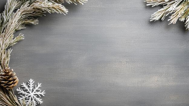 Frosted pine wreath winter pine pine cone snowflake frosted branch photo