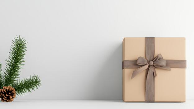 Christmas tree and gift box on white background 3d render photo