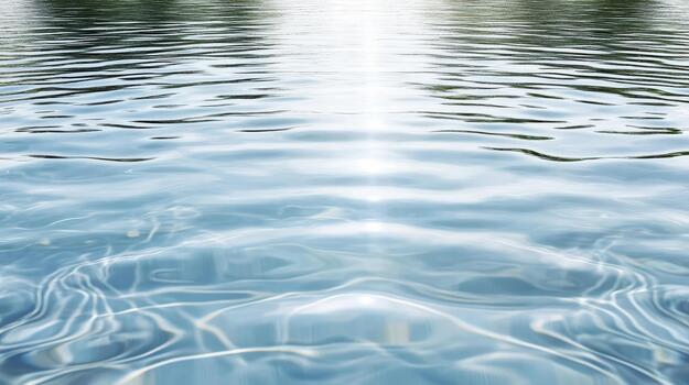 Calm reflective river surface with gentle ripples and bright sunlight reflection photo