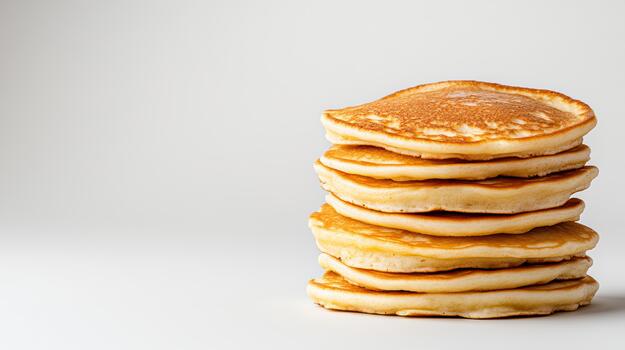Golden pancake stack fluffy breakfast with soft shadow and warm tone photo