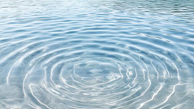 Rippling water surface with concentric circle reflection and calm blue tone photo