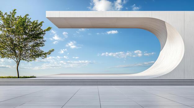 pulcro plataforma borde arquitectura abierto suave centrar cielo árbol sereno horizonte foto