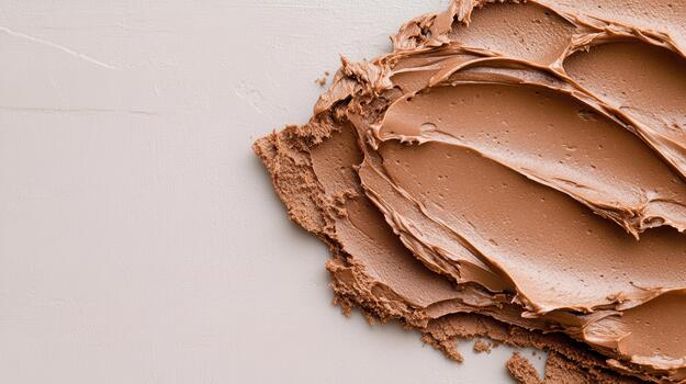 cremoso chocolate untado manchado en ligero superficie, suave textura y calentar tono foto