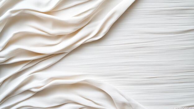 Soft white fabric drape with flowing folds and textured backdrop evoking calm elegance photo