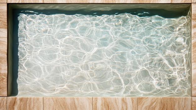 iluminado por el sol piscina agua, mármol loseta borde, amable onda brillo, sereno verano estado animico foto
