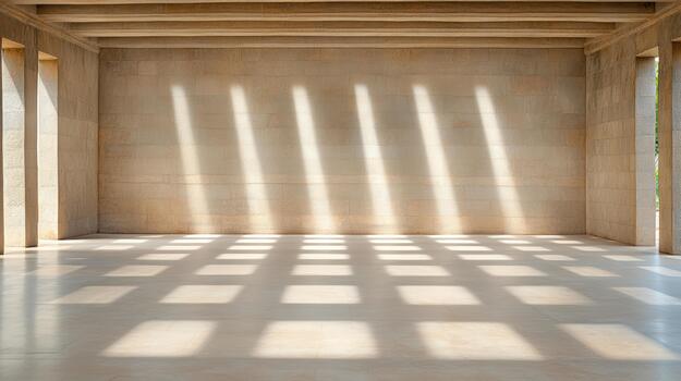 iluminado por el sol Roca galería con estampado piso oscuridad y calentar vigas foto