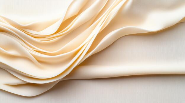 Soft cream fabric drape smooth texture elegant flowing folds, warm light mood photo