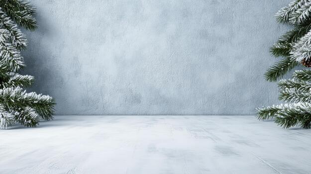 Nevado pino ramas enmarcado vacío pálido invierno fondo con suave pastel atmósfera foto