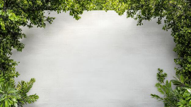 verde follaje marco blanco pared antecedentes con suave natural ligero y calma estado animico foto