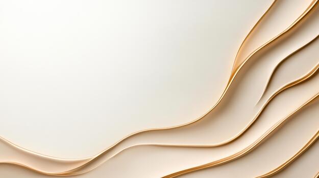Elegant cream background with flowing golden curves and smooth layered waves, serene luxury photo