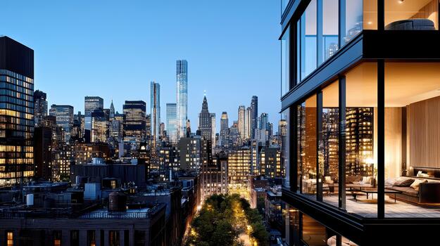 The view from the top of a building overlooking the city photo