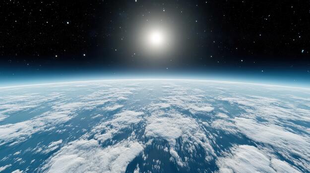 Sunrise earth horizon cloud layer atmospheric curvature serene space view photo