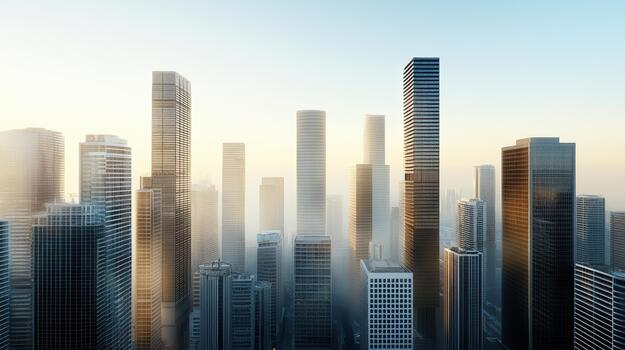 A city skyline with tall buildings in the background photo