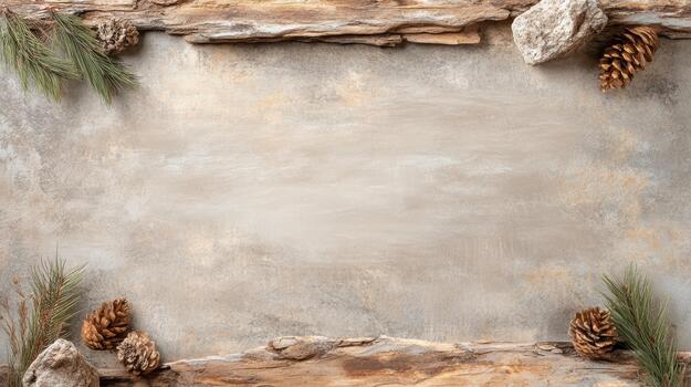 Christmas background with pine cones and fir branches on a grunge background photo