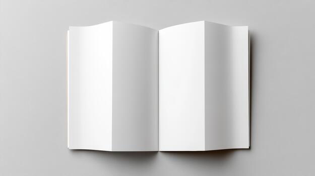 An open book with blank pages on a white background photo