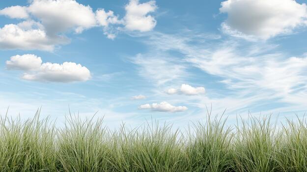 A field of grass with clouds in the sky photo