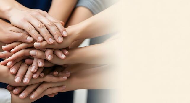 diverso grupo manos apilado juntos para trabajo en equipo unidad y éxito concepto con Copiar espacio foto