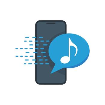 Smartphone Displaying Sound Wave Music Equalizer on Dark Screen with Blue Gradient audio sound symbol vector