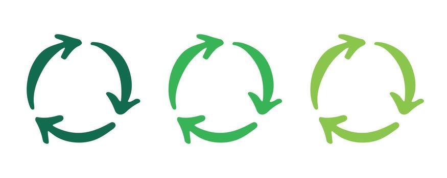 Hand drawn recycle arrow icon Recycling resources symbol Reuse of materials, zero waste, green environment, saving the planet motion arrow environment vector