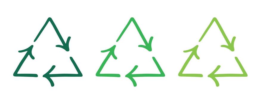 Hand drawn recycle arrow icon Recycling resources symbol Reuse of materials, zero waste, green environment, saving the planet motion conservation vector