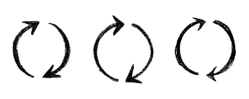 motion arrow waste Set of hand drawn recycle arrow icon Recycling resources symbol Reuse of materials, zero waste, green environment, saving the planet vector