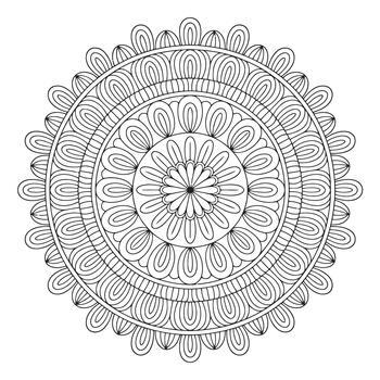 Intricate Black and White Mandala Style Circular Ornamental Pattern circular pattern ornamental symmetrical vector