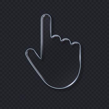 un vaso ratón puntero o cursor icono representando un mano con un dedo aislado en un oscuro antecedentes. vector